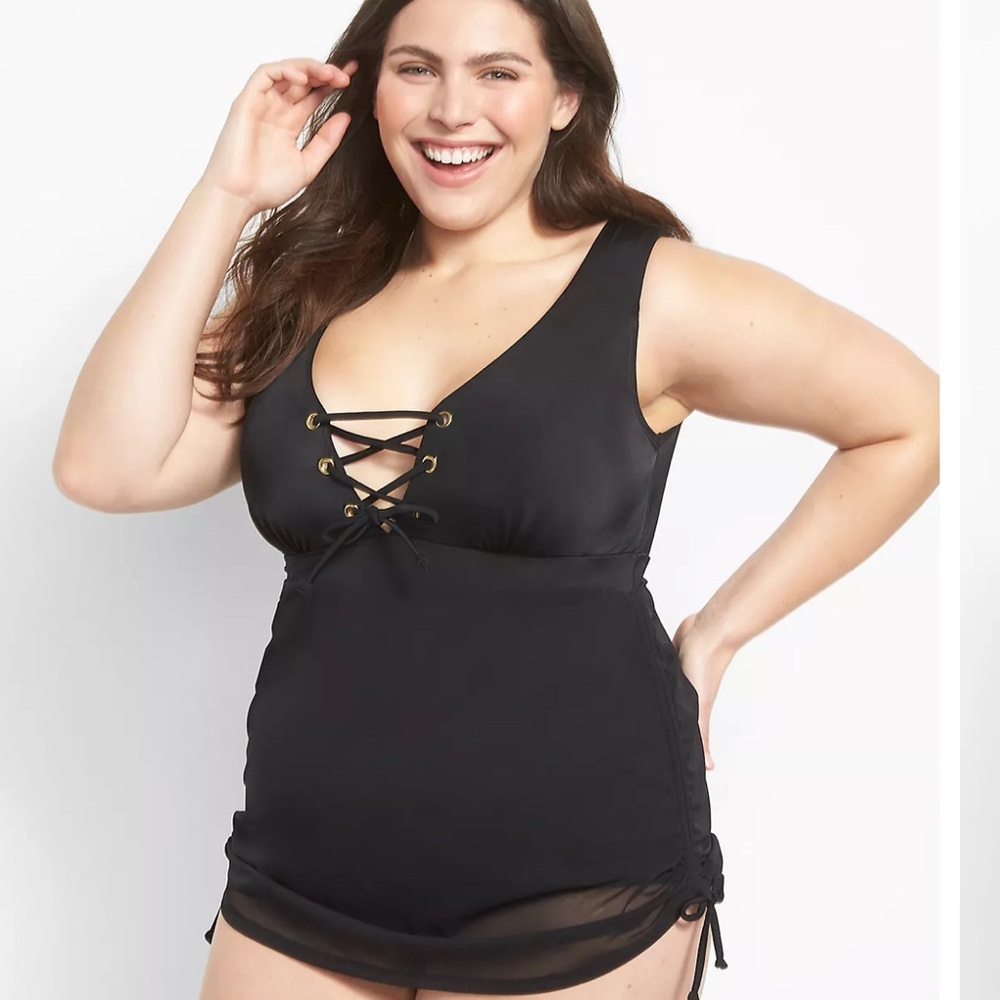 Lane Bryant Cacique Black swim dress